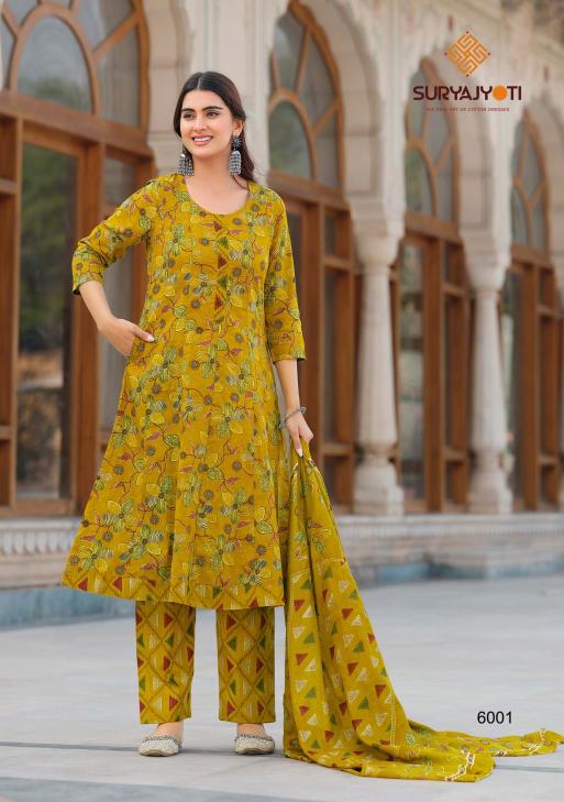 Suryajyoti rashmika vol-6 anarkali wholesale layered kurtis